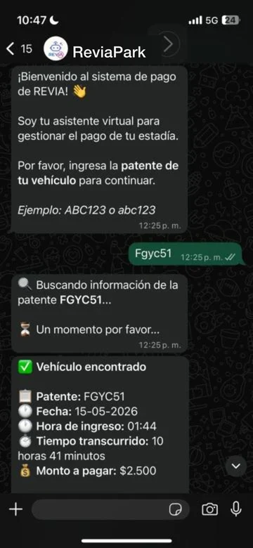 REVIA WhatsApp payment