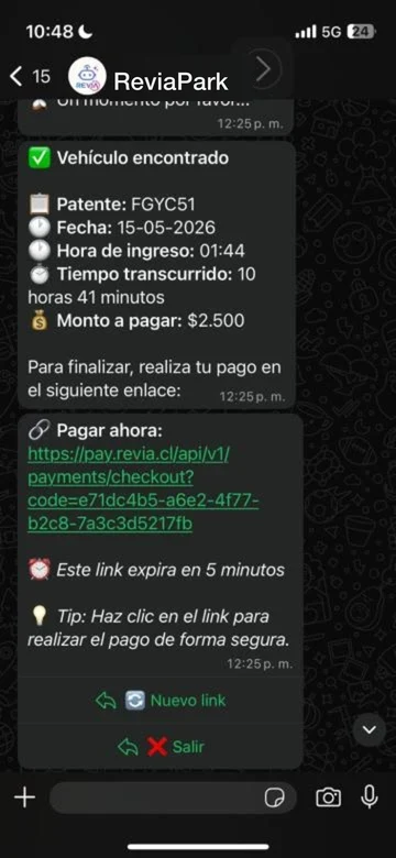 REVIA WhatsApp payment